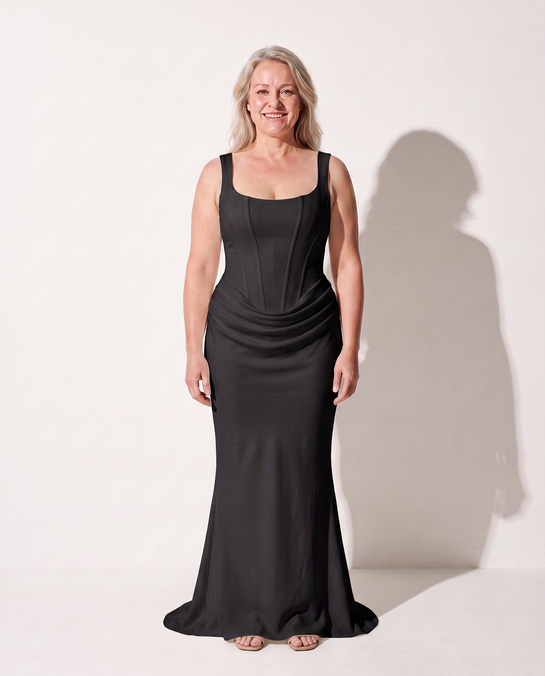 Ursula | Plus Size Special Occasion Dresses Corset Fishtail Maxi — Black