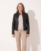 Helena | Womens Motorcycle Jacket in Premium Vegan Leather — Black