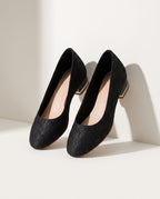 Apolline | Lace Wedding Shoes Low Heel Bridal Flats — Black