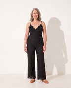 Isolde | Strapless Wide Leg Lace Jumpsuit for Summer Occasions — Black