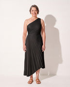 Aurelia | Long Sleeve Wedding Guest Dresses Maxi Formal Gown — Black