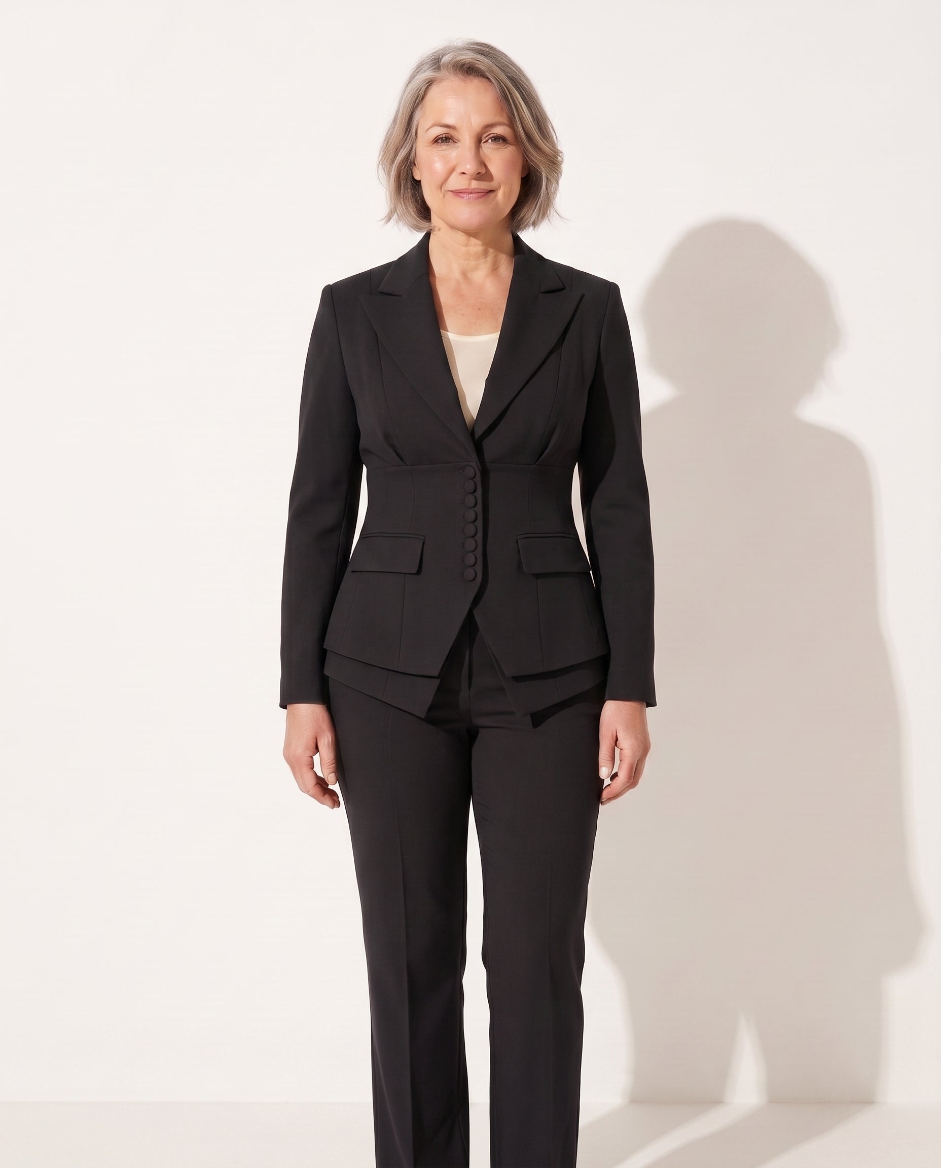 Anouk | Tailored Wide Leg Trousers Blazer Suit Set — Black