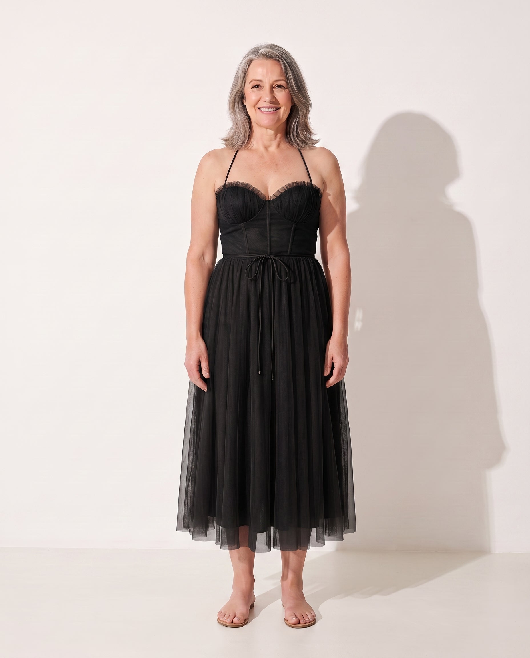 Pascale | Elegant Midi Dresses For Women Wedding Guest Occasion — Black