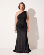 Coralie | One-Shoulder Evening Maxi Dresses For Special Occasions — Black