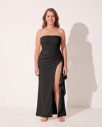 Valentina | Strapless Party Gown For Women High Split Bodycon — Black