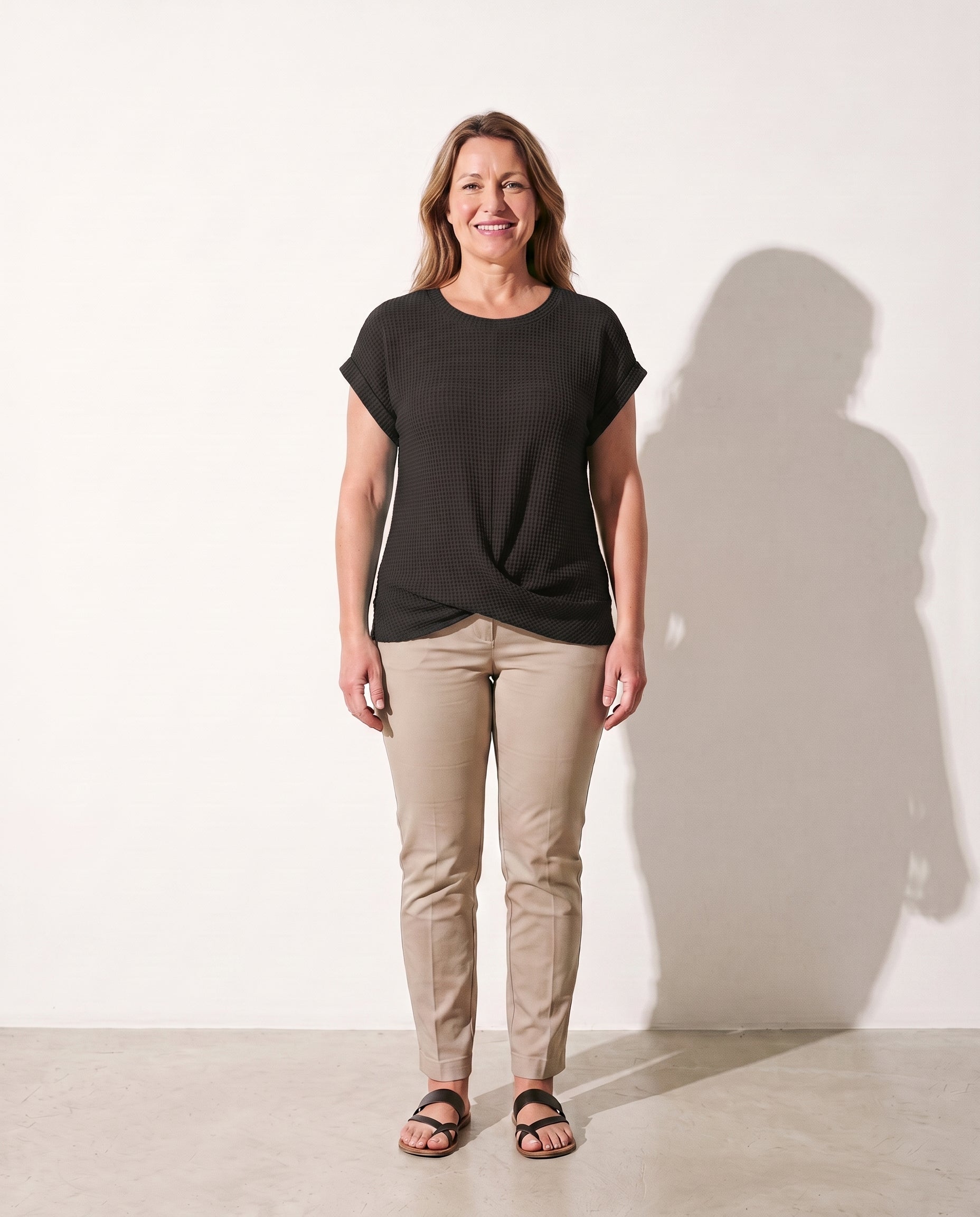 Verena | Waffle Knit Sweater For Everyday Elegance — Black