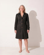 Solene | Womens Leather Trench Coat Tailored Long Blazer — Black