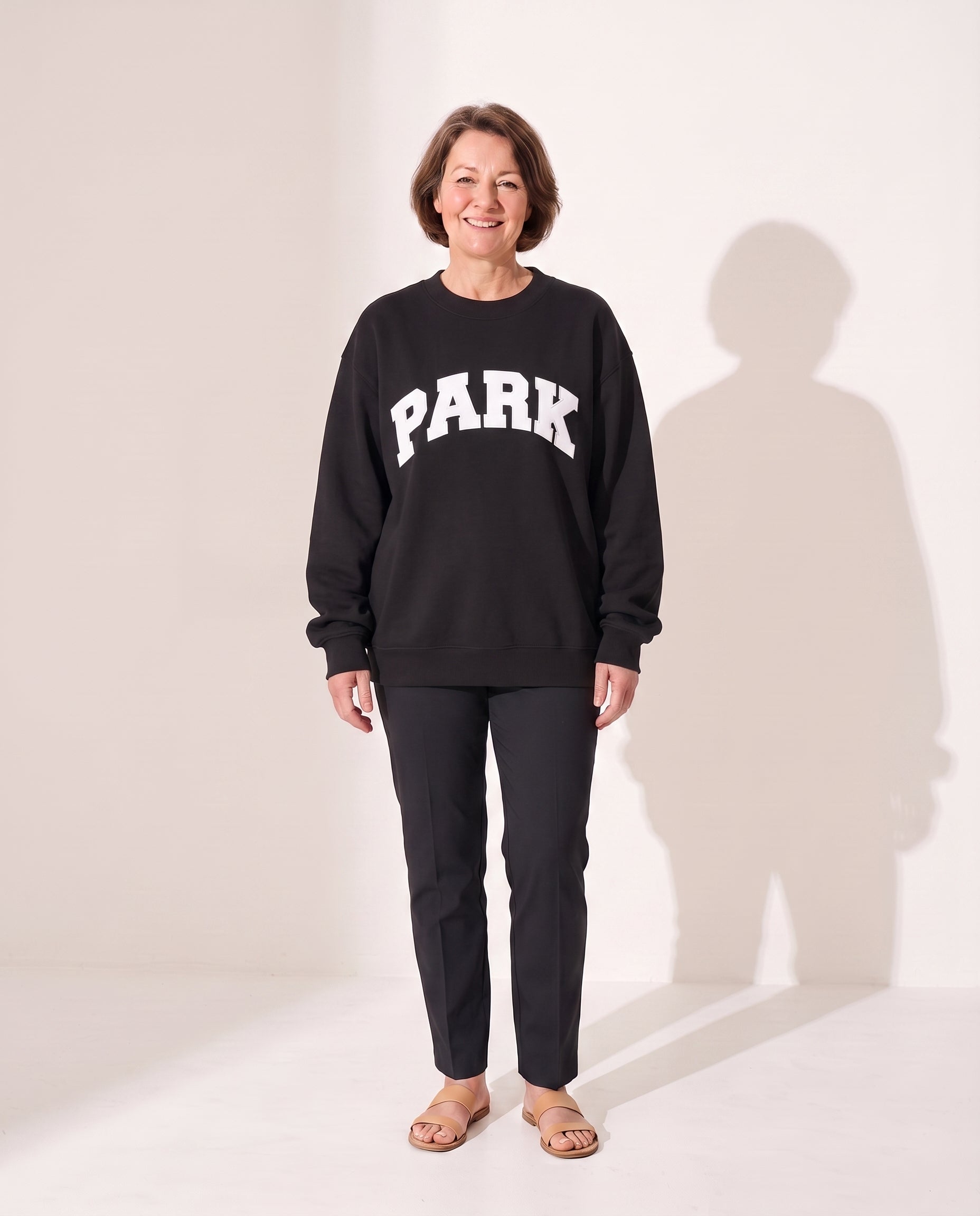 Vivienne | Women Varsity Jacket Oversized Fleece Hoodie — Black with White Letters