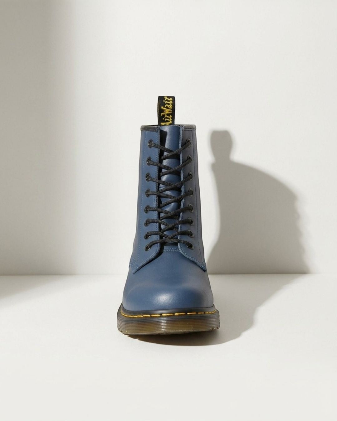 Edith | Womens Leather Motorcycle Combat Boots Lace Up Ankle — Blue