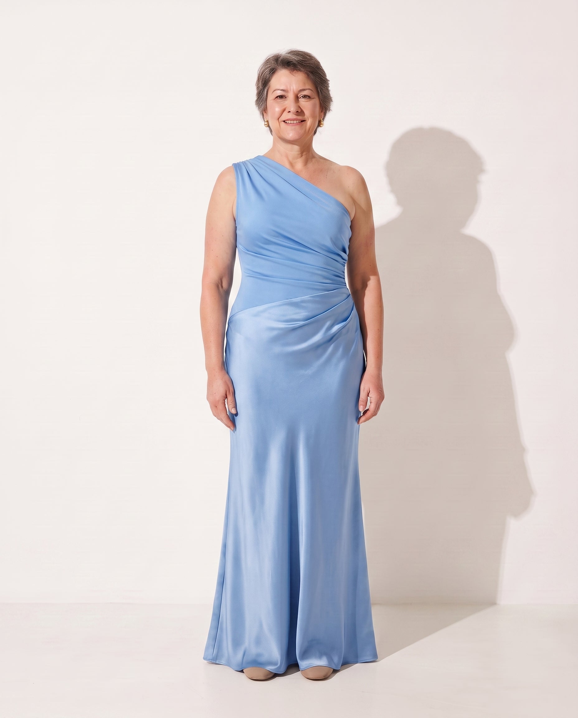 Francesca | Elegant Mother Of The Bride Dresses One Shoulder Maxi — Blue