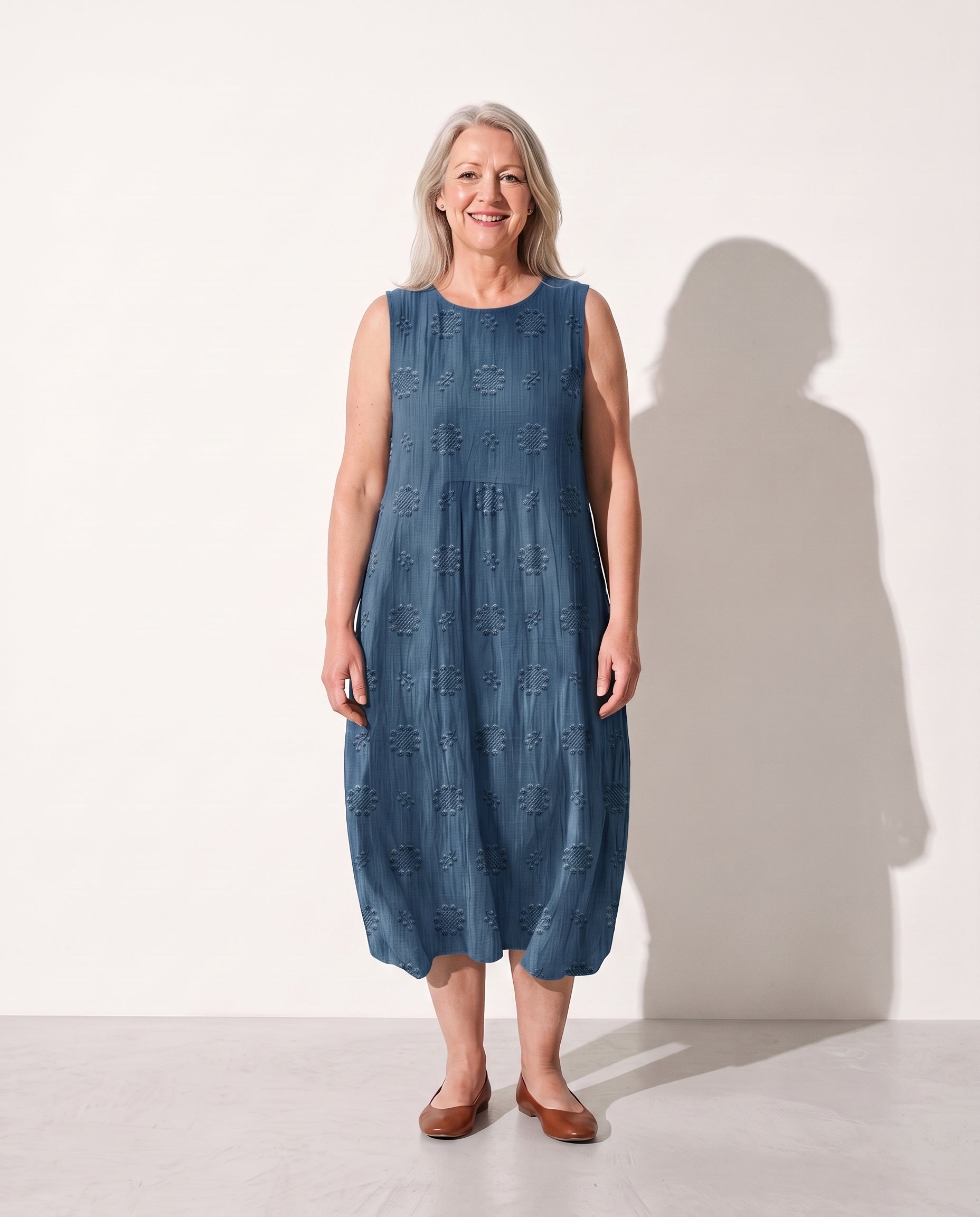 Evangeline | Elegant Embroidered Floral Dresses For Women — Blue
