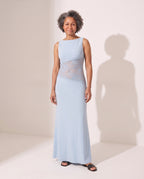 Capucine | Black Lace Cutout Maxi Evening Dress — Blue