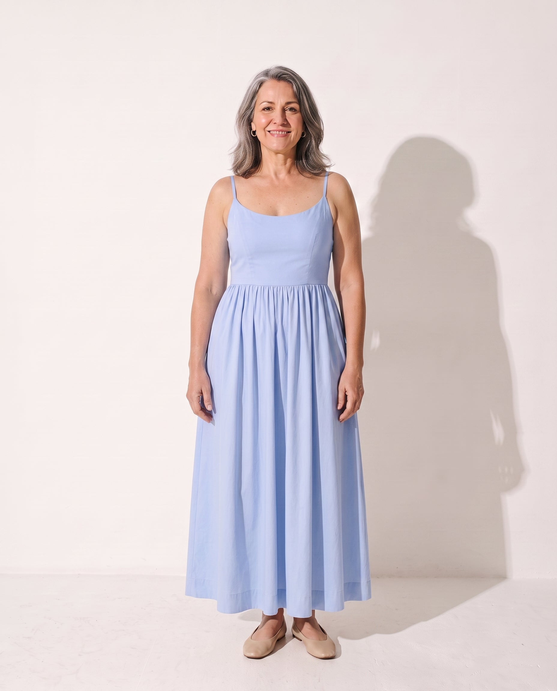 Adeline | Strappy Scoop Neck Evening Dresses Midi — Blue