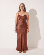 Liliana | Ball Gown Wedding Guest Dress Maxi Floor Length — Bronze