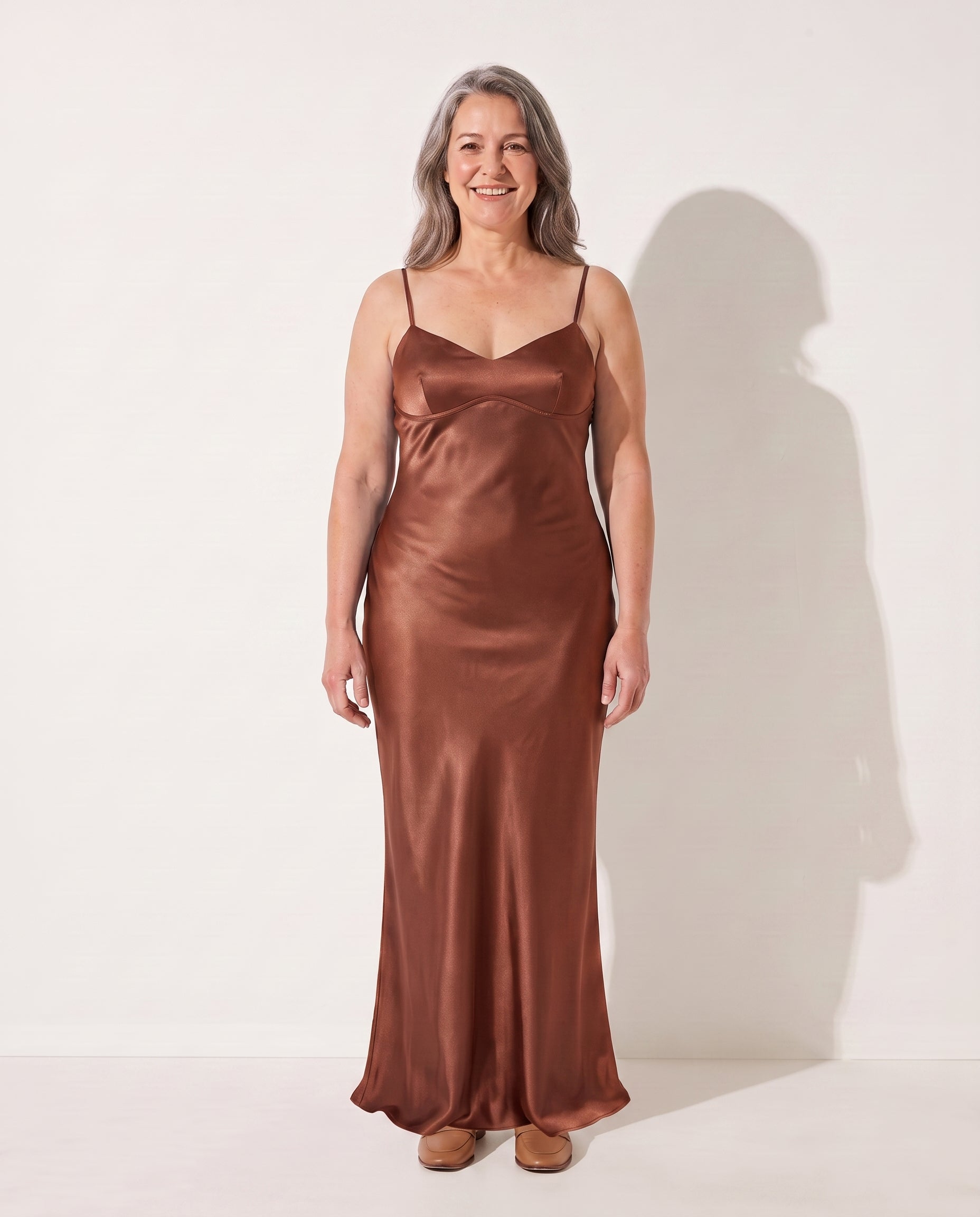 Liliana | Ball Gown Wedding Guest Dress Maxi Floor Length — Bronze