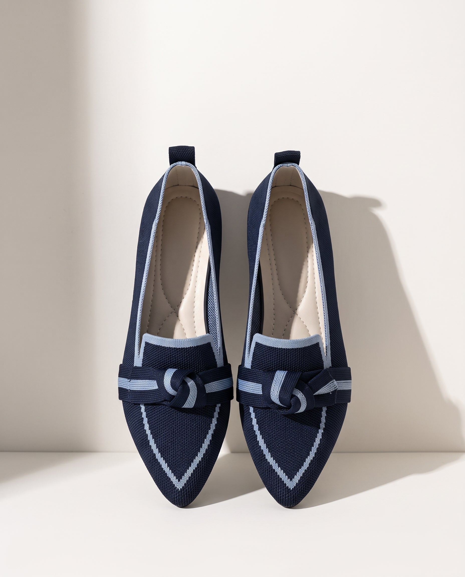 Manon | Pointed Toe Heeled Loafers For Work & Weekends — Dark Blue