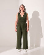 Mathilde | Strapless Wide Leg Jumpsuit Evening Occasion Wear — Dark green