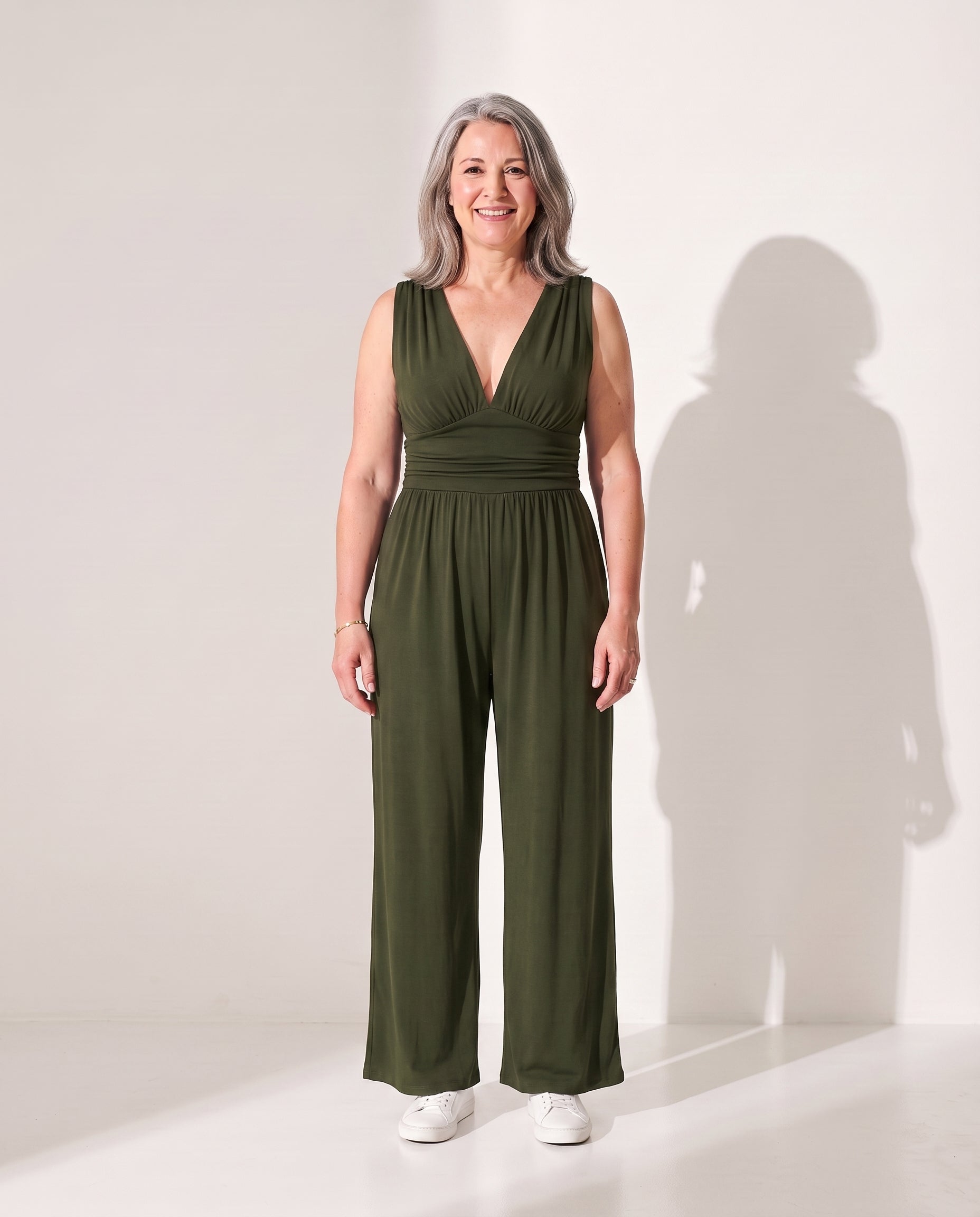 Mathilde | Strapless Wide Leg Jumpsuit Evening Occasion Wear — Dark green