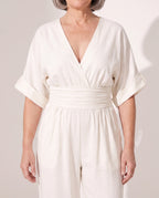 Penelope | Wide Leg Casual Jumpsuit With Cinched Waist — detail