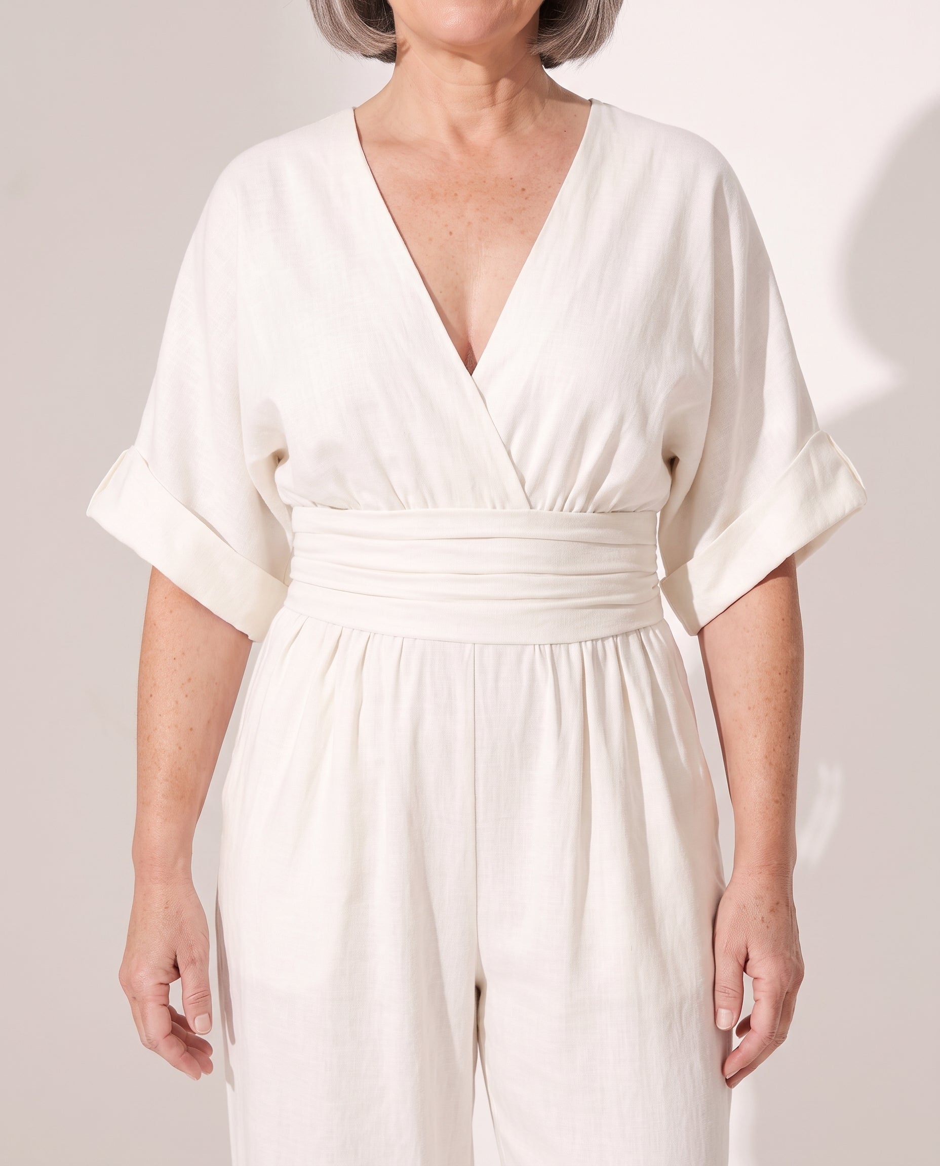 Penelope | Wide Leg Casual Jumpsuit With Cinched Waist — detail