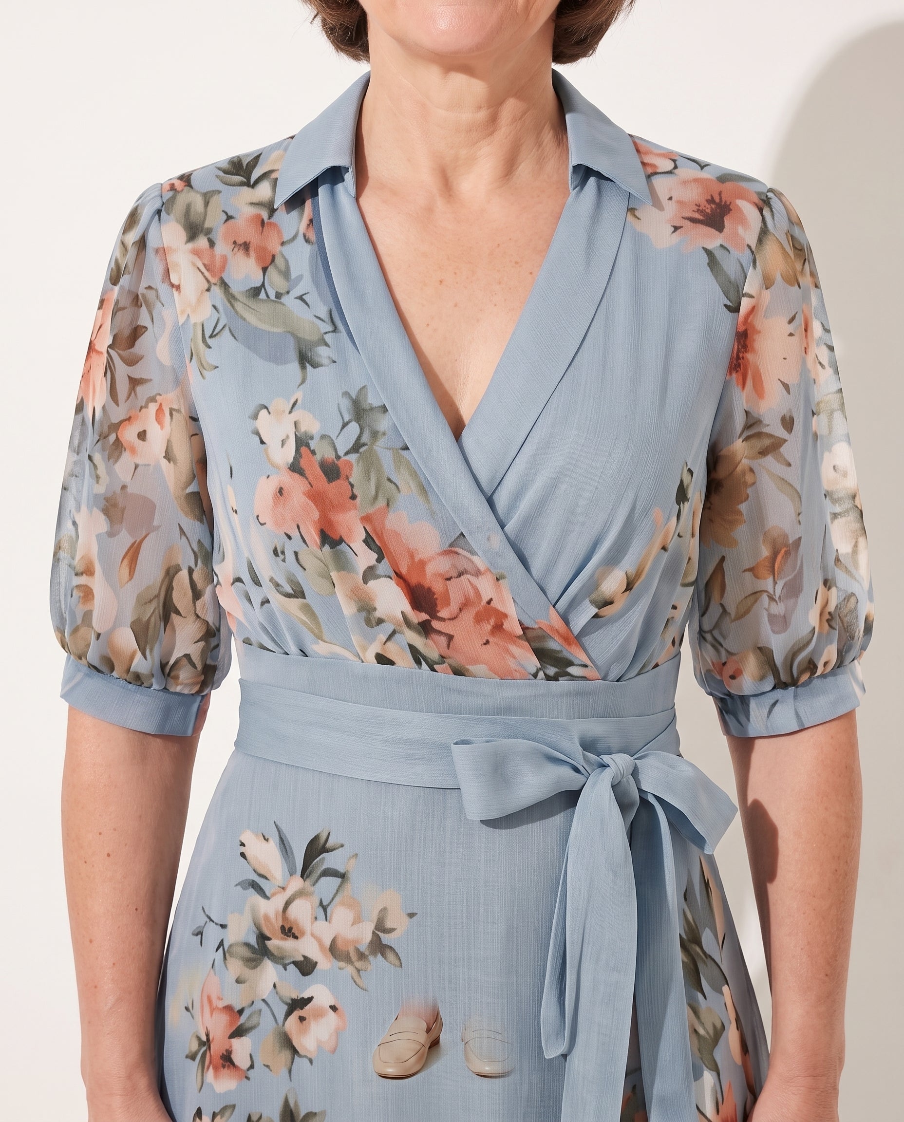 Esmee | Floral Bridesmaid Dresses Flowing Maxi Blue — detail