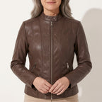 Helena | Womens Motorcycle Jacket in Premium Vegan Leather — detail