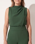 Sylvie | Long Sleeve Formal Jumpsuit Wide Leg High Neck — detail