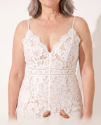 Isolde | Strapless Wide Leg Lace Jumpsuit for Summer Occasions — detail