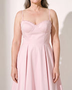 Persephone | Corset Midi Wedding Guest Dress With Full Skirt — detail