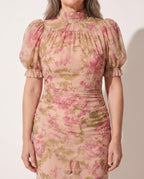 Albane | Floral Print Puff Sleeve Ruffle Maxi Dress — detail