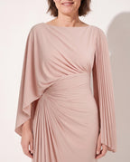 Ingrid | Women Wrap Sleeve Maxi Dress One Shoulder Occasion — detail