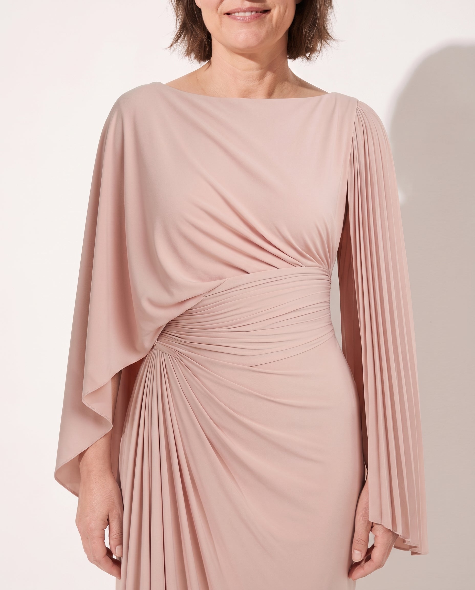 Ingrid | Women Wrap Sleeve Maxi Dress One Shoulder Occasion — detail