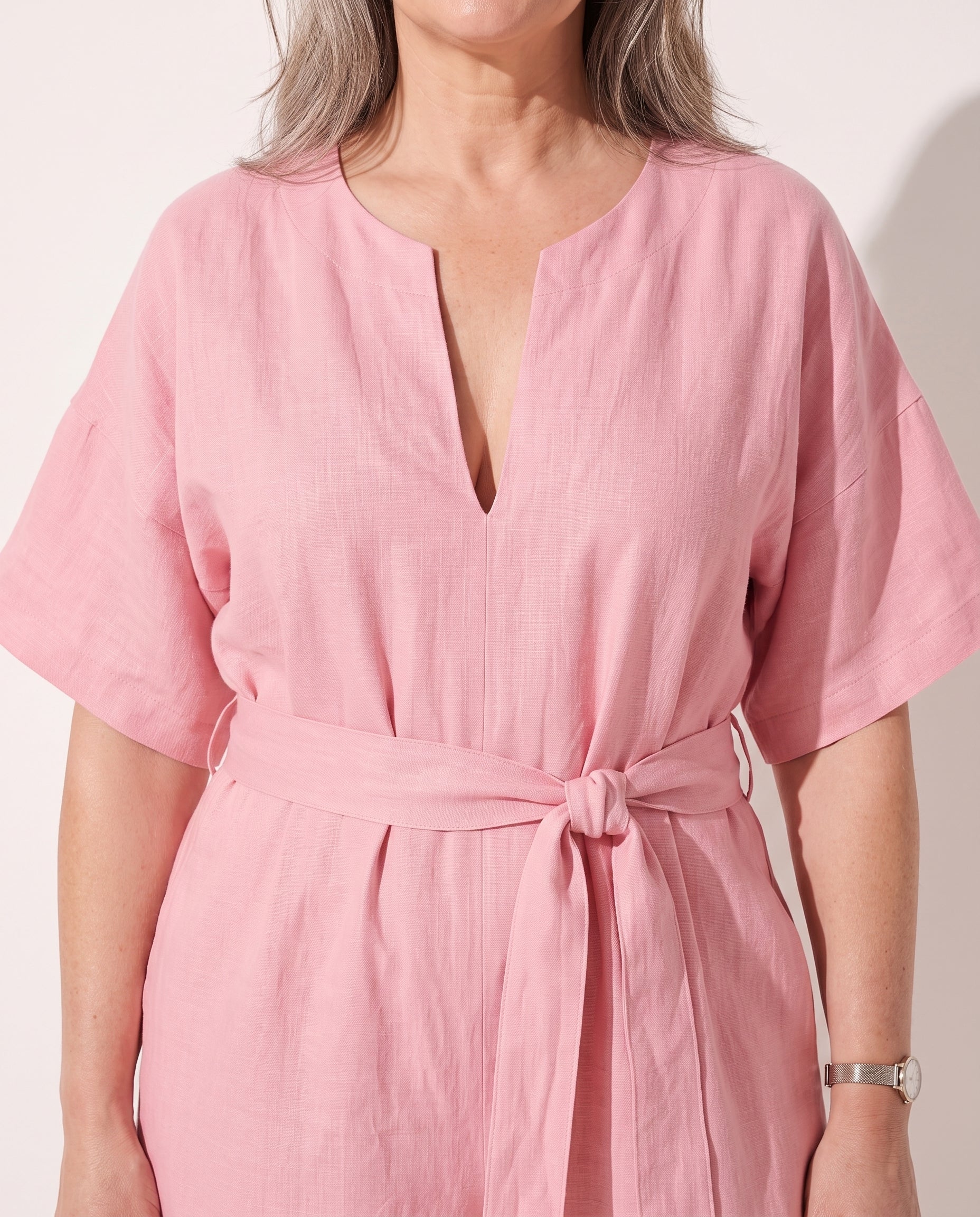 Ingrid | Strapless Wide Leg Linen Jumpsuit Summer Casual — detail