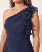 Verena | Wedding Guest Dresses With Sleeves Ruffle One Shoulder — detail