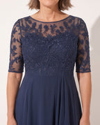 Sidonie | Embroidered Lace Midi Wedding Guest Dress — detail