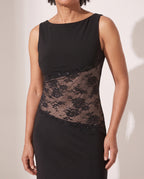 Capucine | Black Lace Cutout Maxi Evening Dress — detail