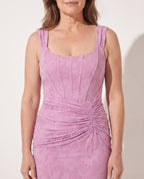 Hermione | Ruched Square Neck Evening Maxi Dresses — detail