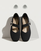 Sidonie | Womens Square Toe Knit Mary Jane Buckle Boots — detail