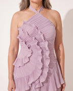 Iliana | Winter Wedding Guest Dresses With Pleated Ruffles — detail
