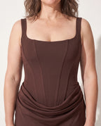 Nadia | Square Neck Winter Wedding Guest Dresses Bodycon Maxi — detail