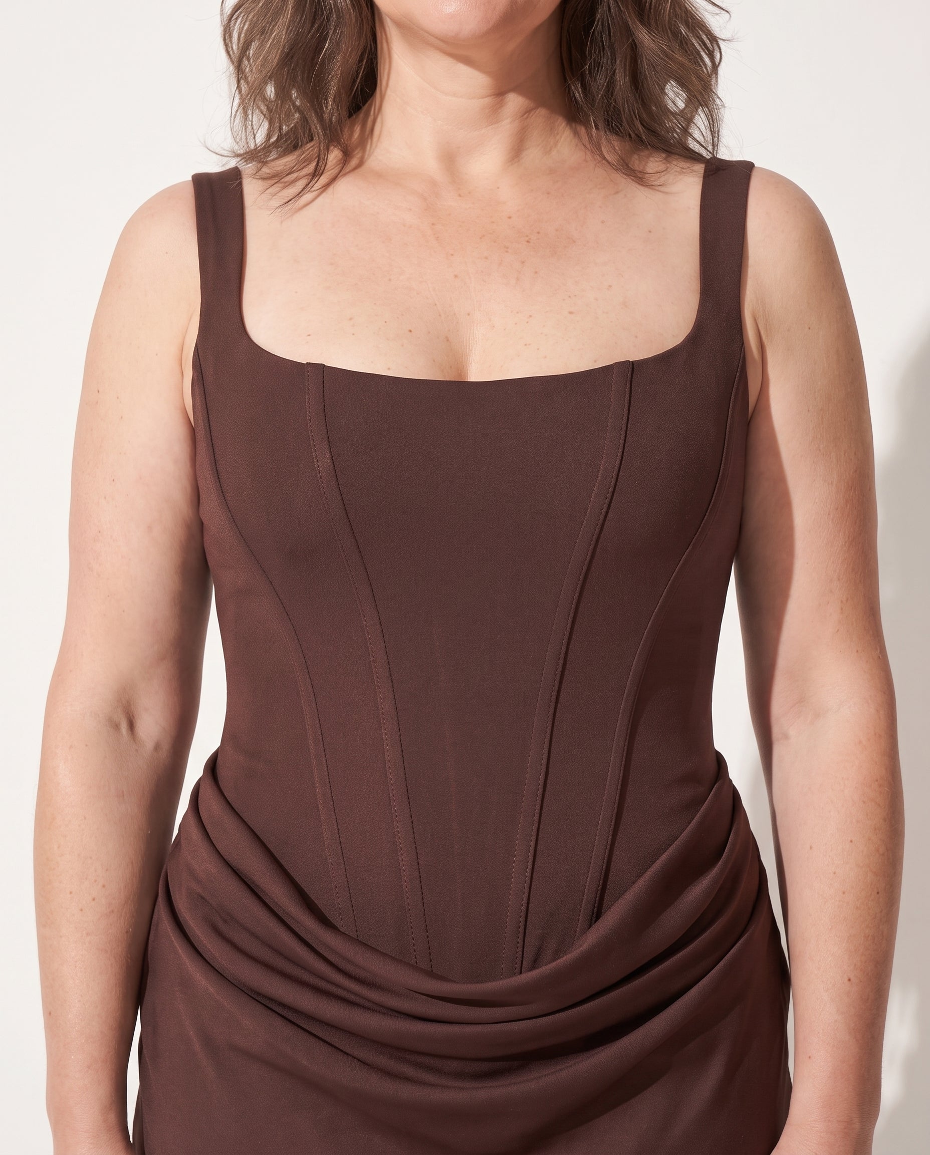 Nadia | Square Neck Winter Wedding Guest Dresses Bodycon Maxi — detail
