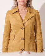 Solene | Womens Leather Trench Coat Tailored Long Blazer — detail