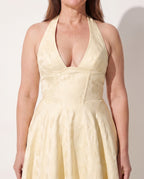 Xanthe | Velvet Halter Neck Midi Dress Wedding Guest — detail