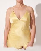 Francesca | Satin Dress High Split Maxi Evening Occasion Gown — detail