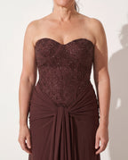 Valentina | Embellished Evening Maxi Dresses With Draped Detail — detail