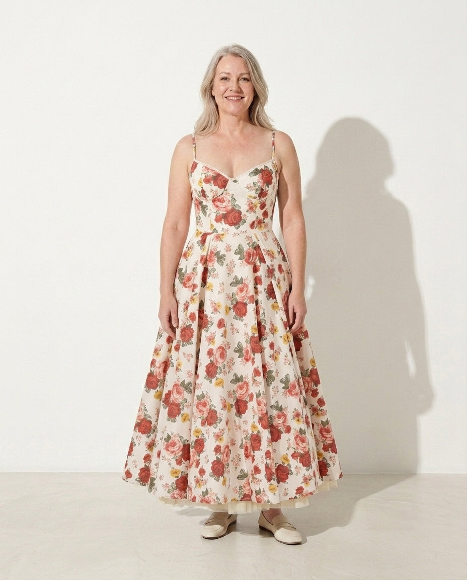Ursula | Forever Unique Dresses Corset Tulle Midi Occasion — Floral