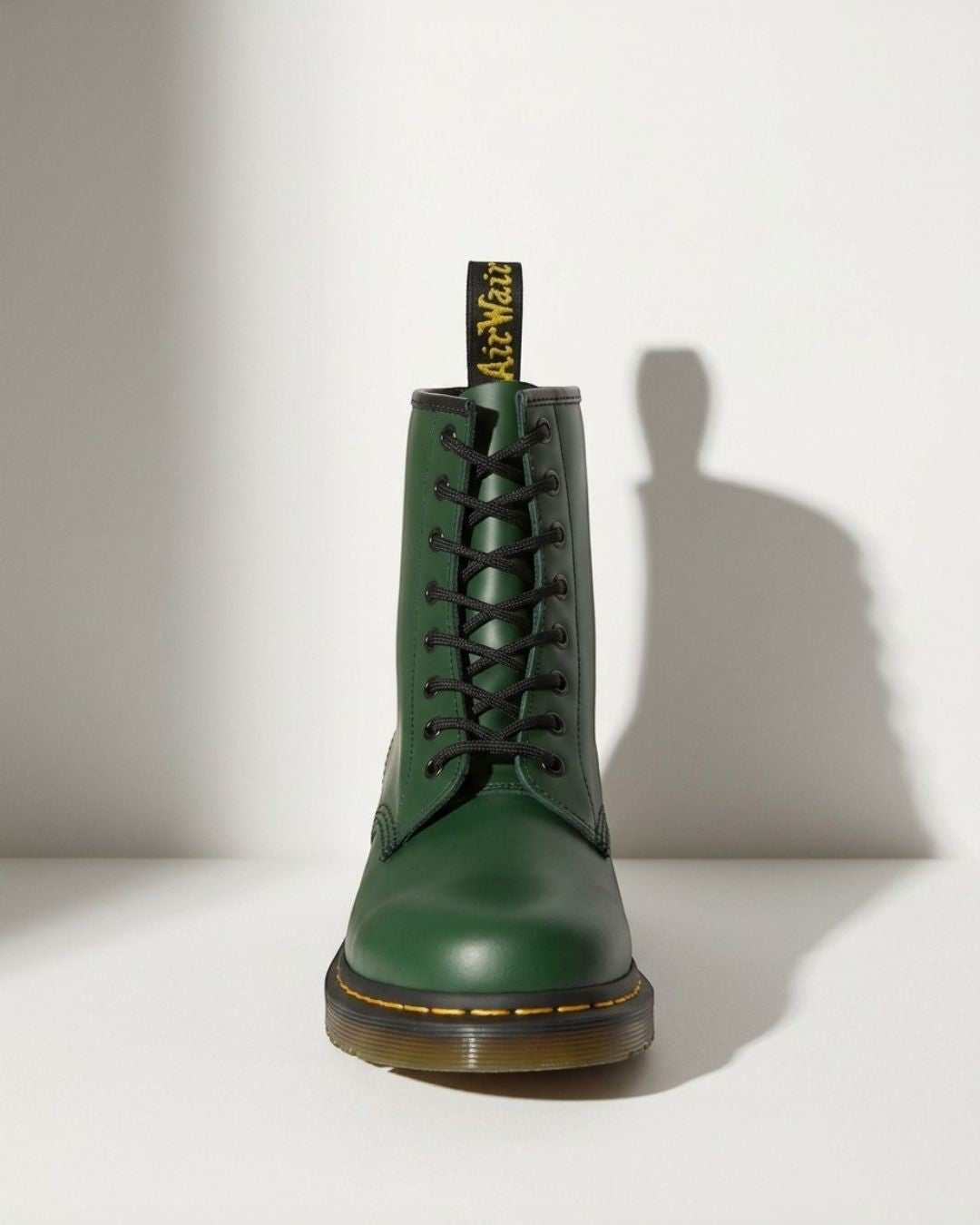 Edith | Womens Leather Motorcycle Combat Boots Lace Up Ankle — Green