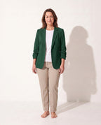 Persephone | Womens Velvet Blazer One Button Tailored Jacket — Green