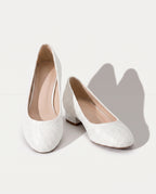 Apolline | Lace Wedding Shoes Low Heel Bridal Flats — Ivory