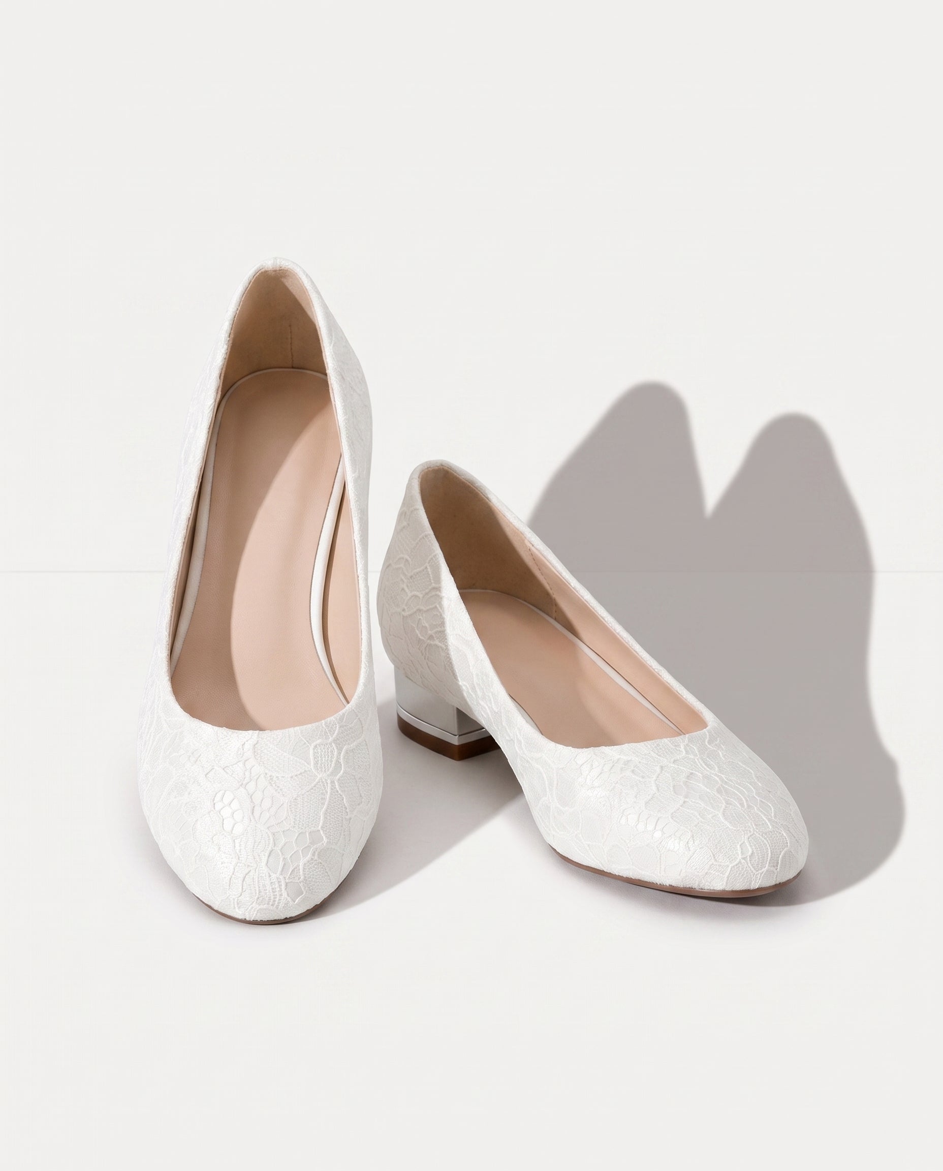 Apolline | Lace Wedding Shoes Low Heel Bridal Flats — Ivory